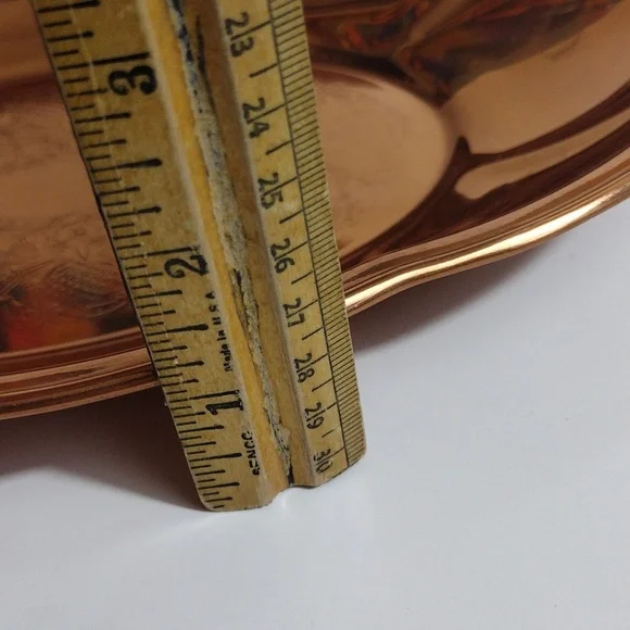 Vintage Copper Etched Tray Platter Bowl - Picture 7 of 9